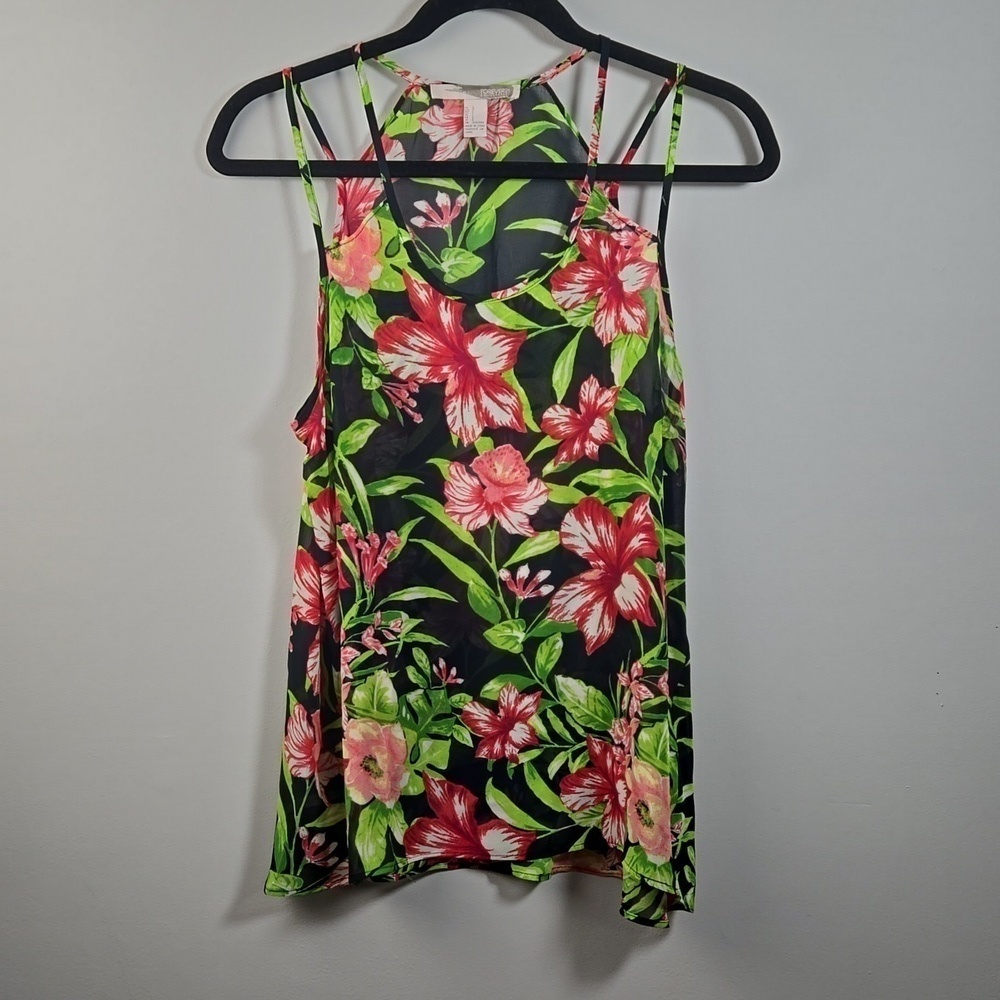 Forever 21 sheer floral top EUC